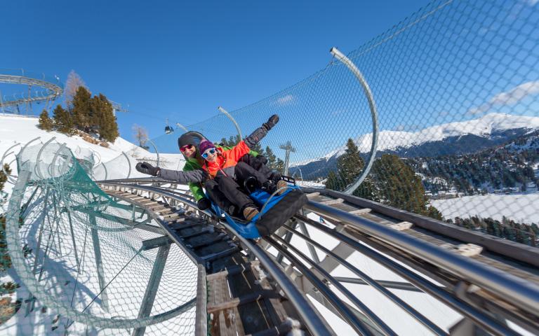 Nocky Flitzer im Schnee Winterliche Abfahrt mit dem Nocky Flitzer
